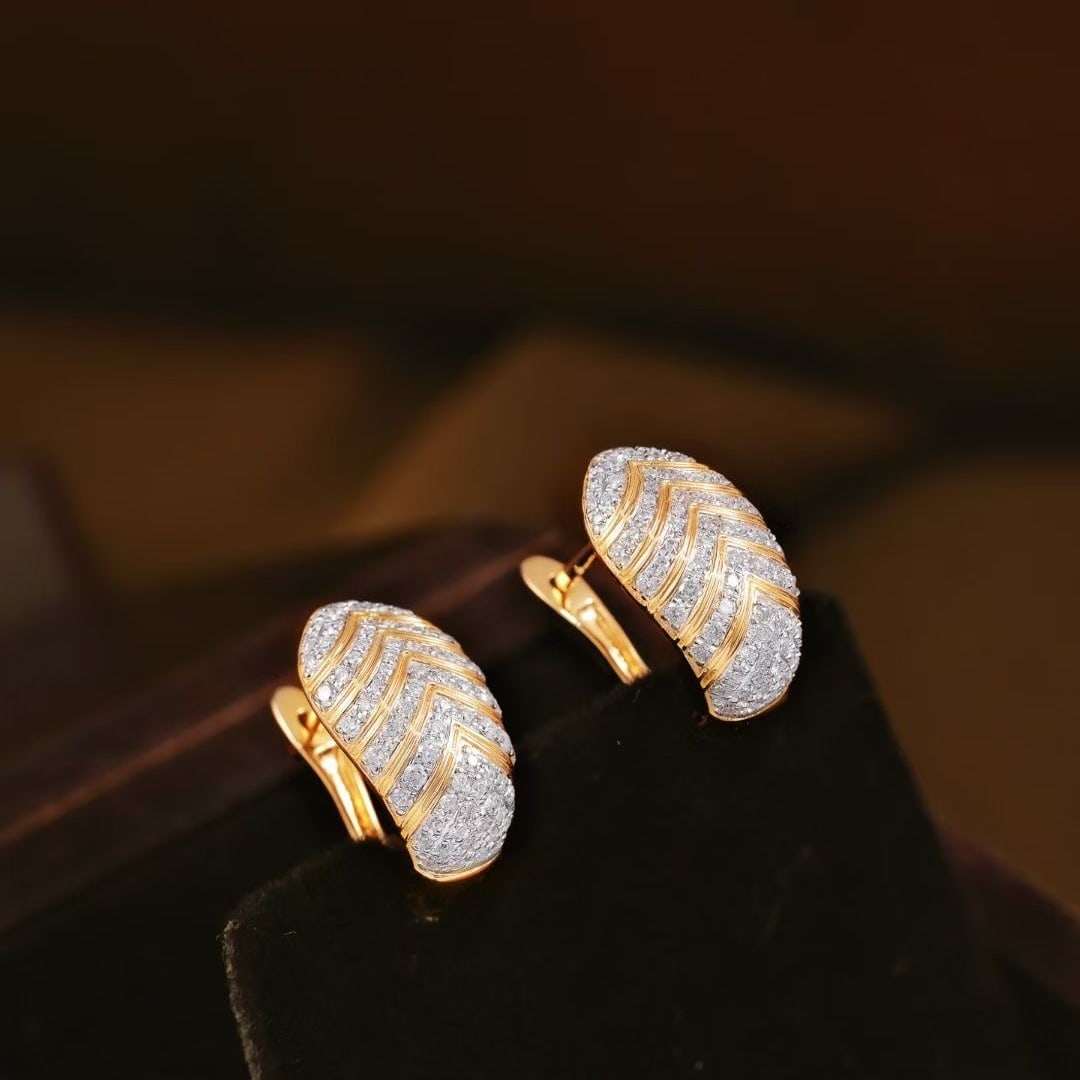 14k Gold 0.76 Ct Natural H Diamond Earrings - 2