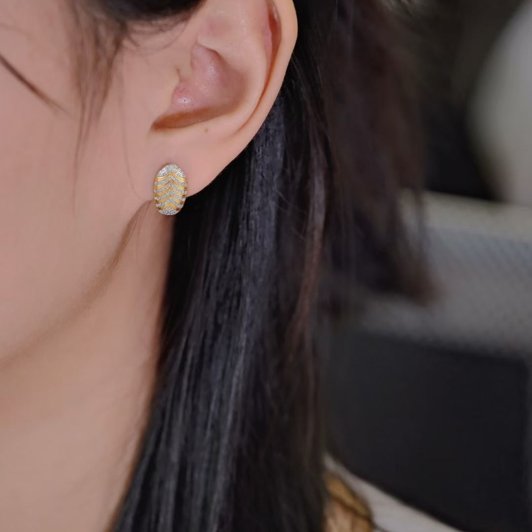 14k Gold 0.76 Ct Natural H Diamond Earrings - 5