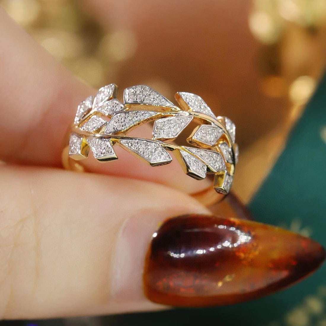 14k Gold 0.20 Ct Natural H Diamond Ring - 5