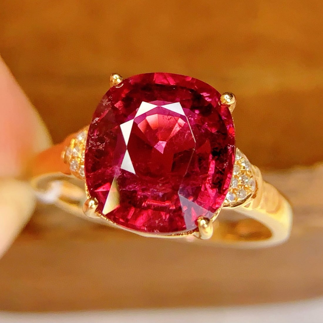 14k Gold 4.68 Ct Natural Tourmaline & Diamond Ring - 2