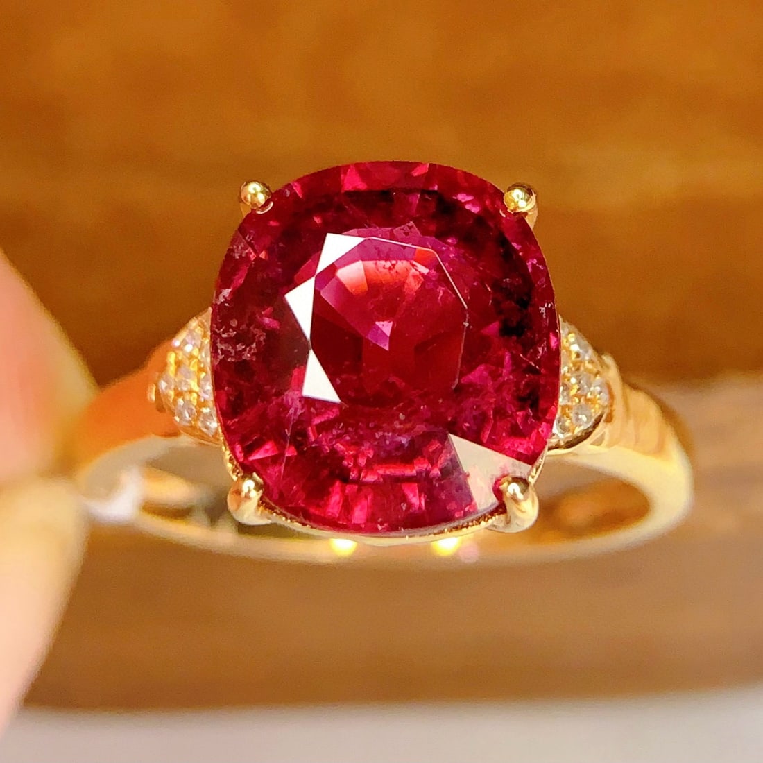 14k Gold 4.68 Ct Natural Tourmaline & Diamond Ring - 6