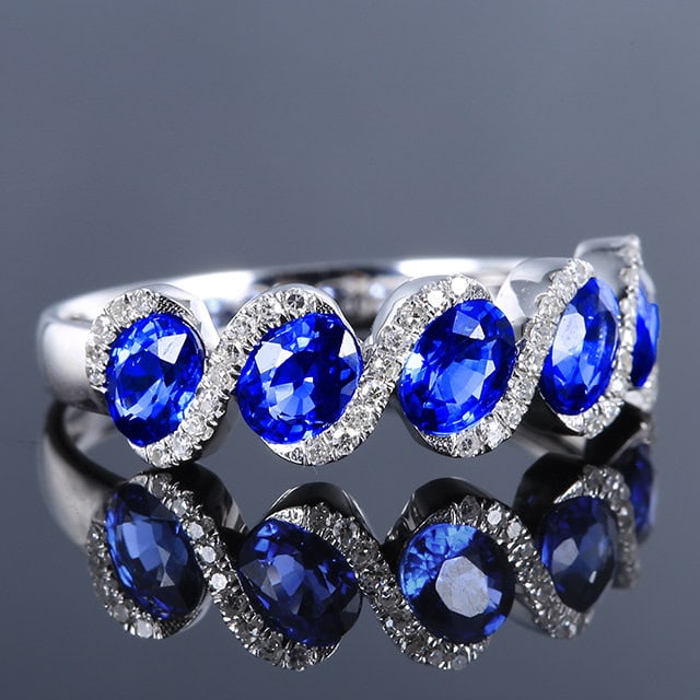 14k Gold 1.93 Ctw Natural Sapphire & Diamond Ring - 3
