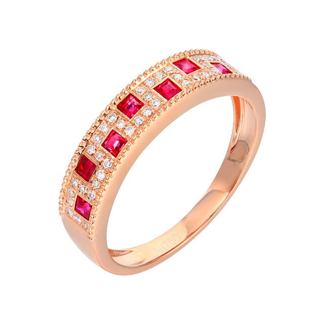 14k Gold 0.48 Ctw Natural Ruby & Diamond Ring - 5