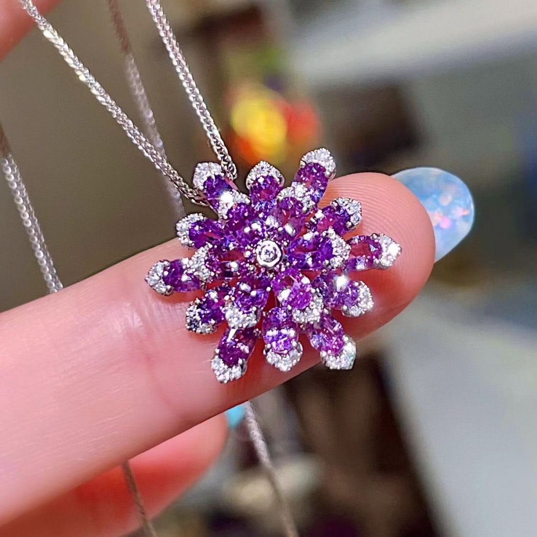 14k Gold 2.63 Ctw Natural Sapphire & Diamond Pendant( Without Chain ) - 2