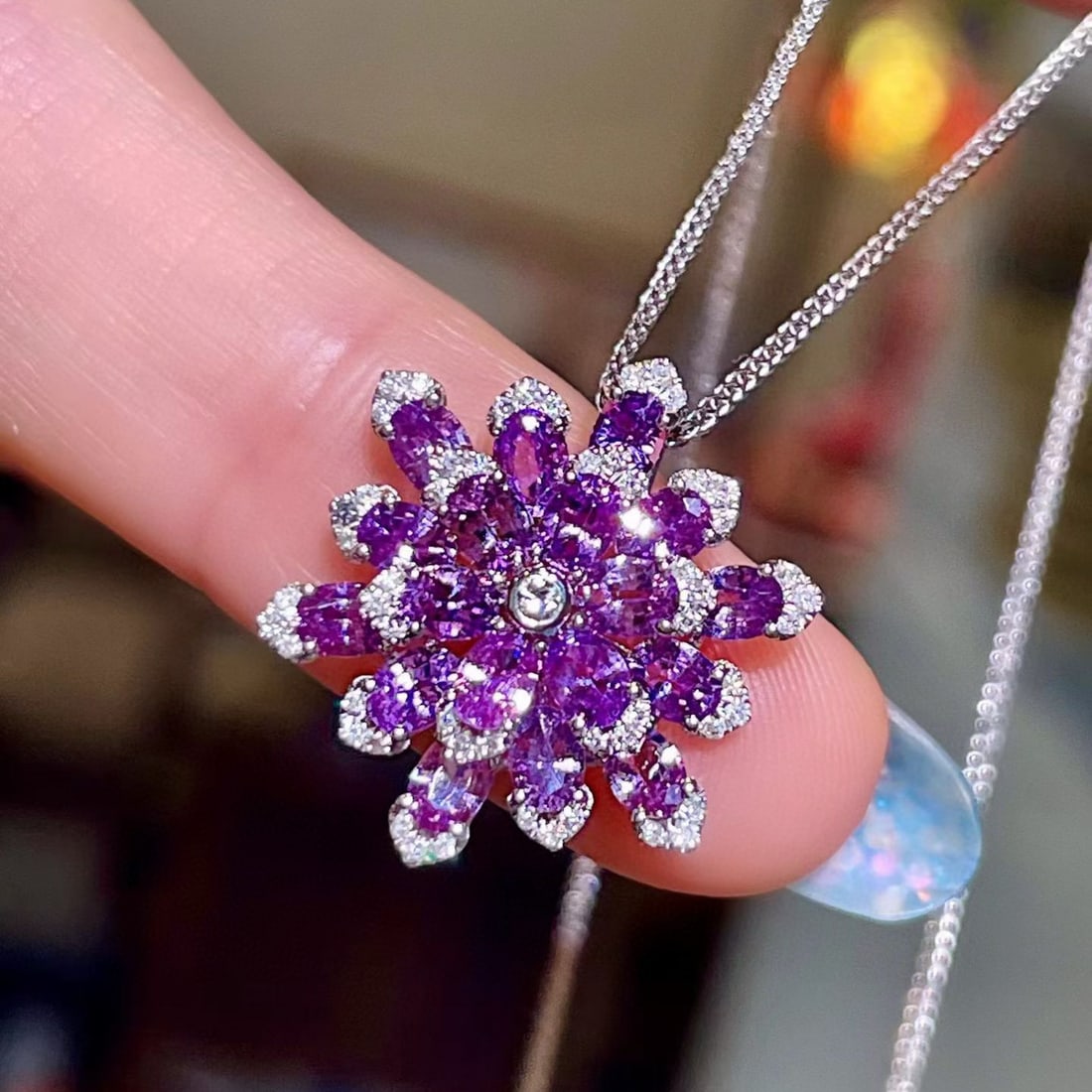 14k Gold 2.63 Ctw Natural Sapphire & Diamond Pendant( Without Chain ) - 3