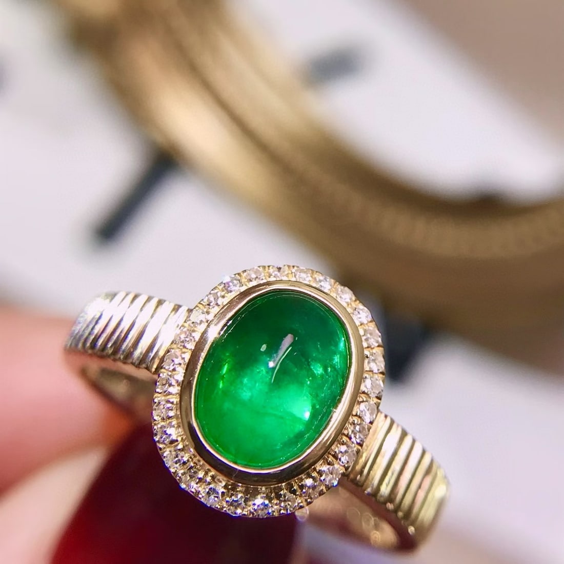 14k Gold 1.38 Ctw Natural Emerald & Diamond Ring - 2