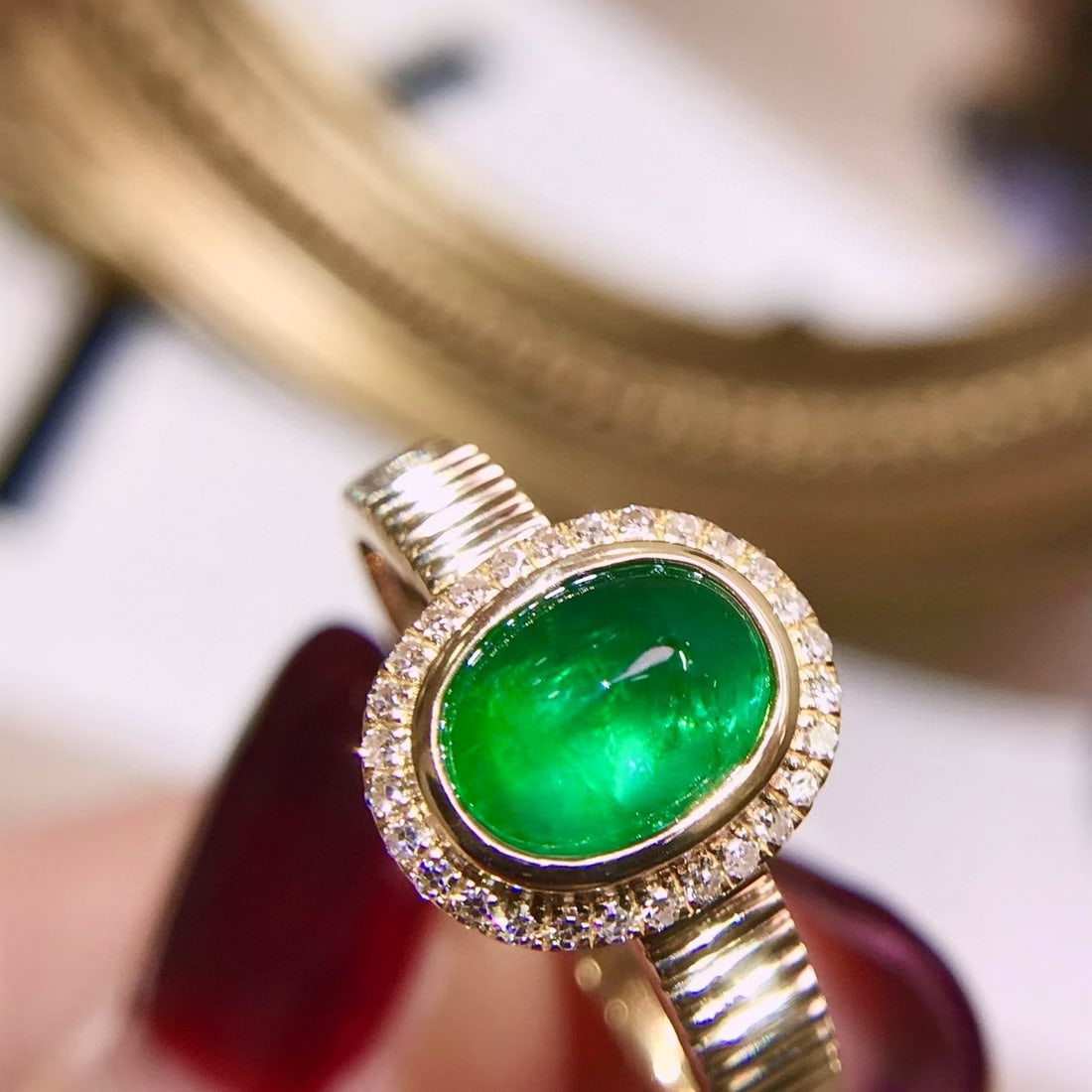 14k Gold 1.38 Ctw Natural Emerald & Diamond Ring - 3