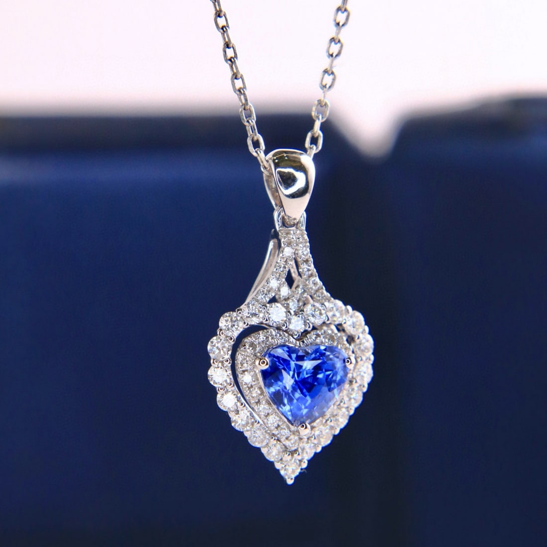 14k Gold 1.61 Ctw Natural Sapphire & Diamond Necklace - 5