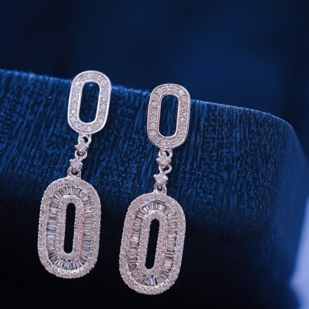 14k Gold 1 Ct Natural H Diamond Earrings - 4