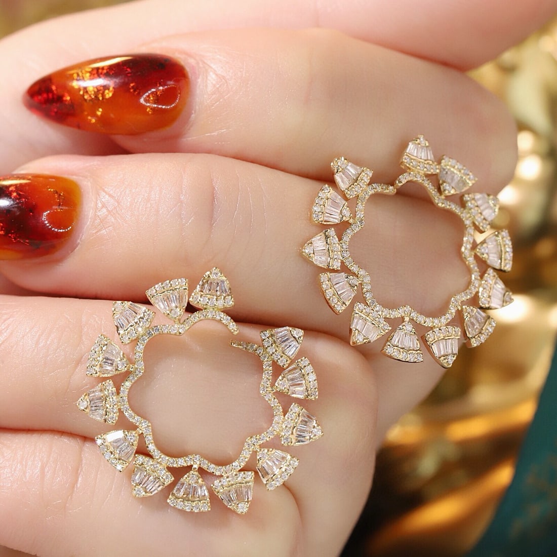 14k Gold 1.2 Ct Natural H Diamond Earrings - 4