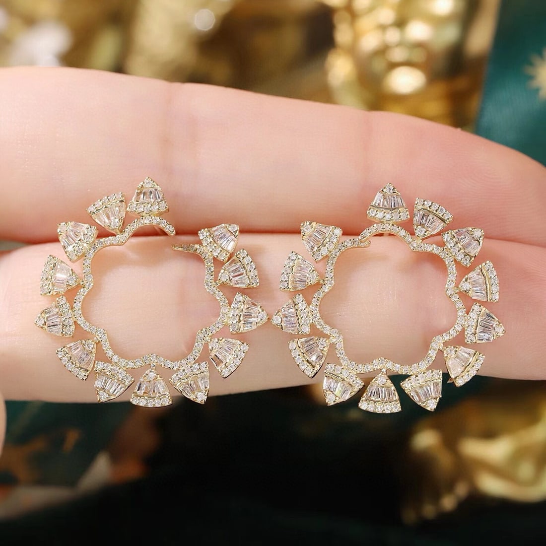 14k Gold 1.2 Ct Natural H Diamond Earrings - 5