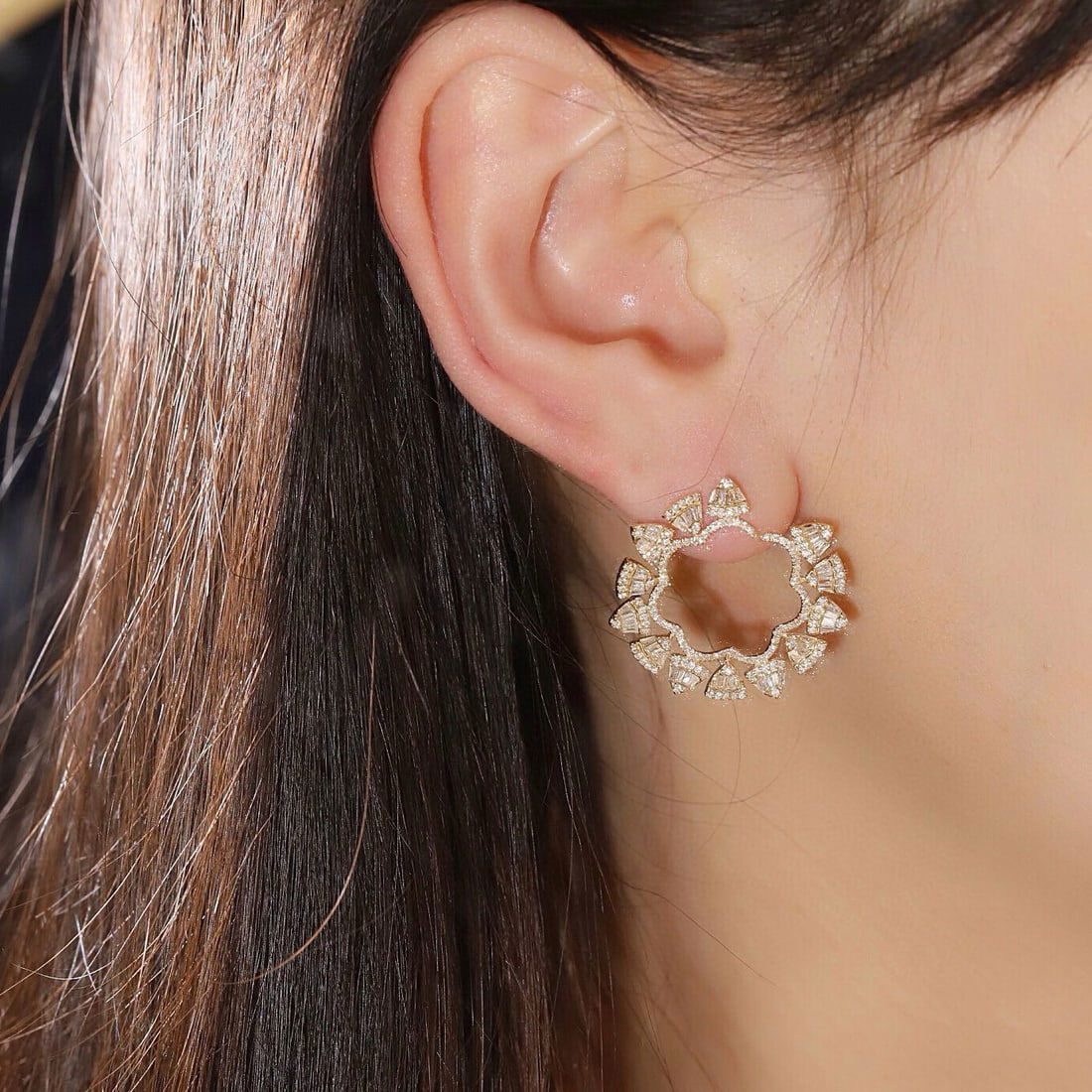 14k Gold 1.2 Ct Natural H Diamond Earrings - 6