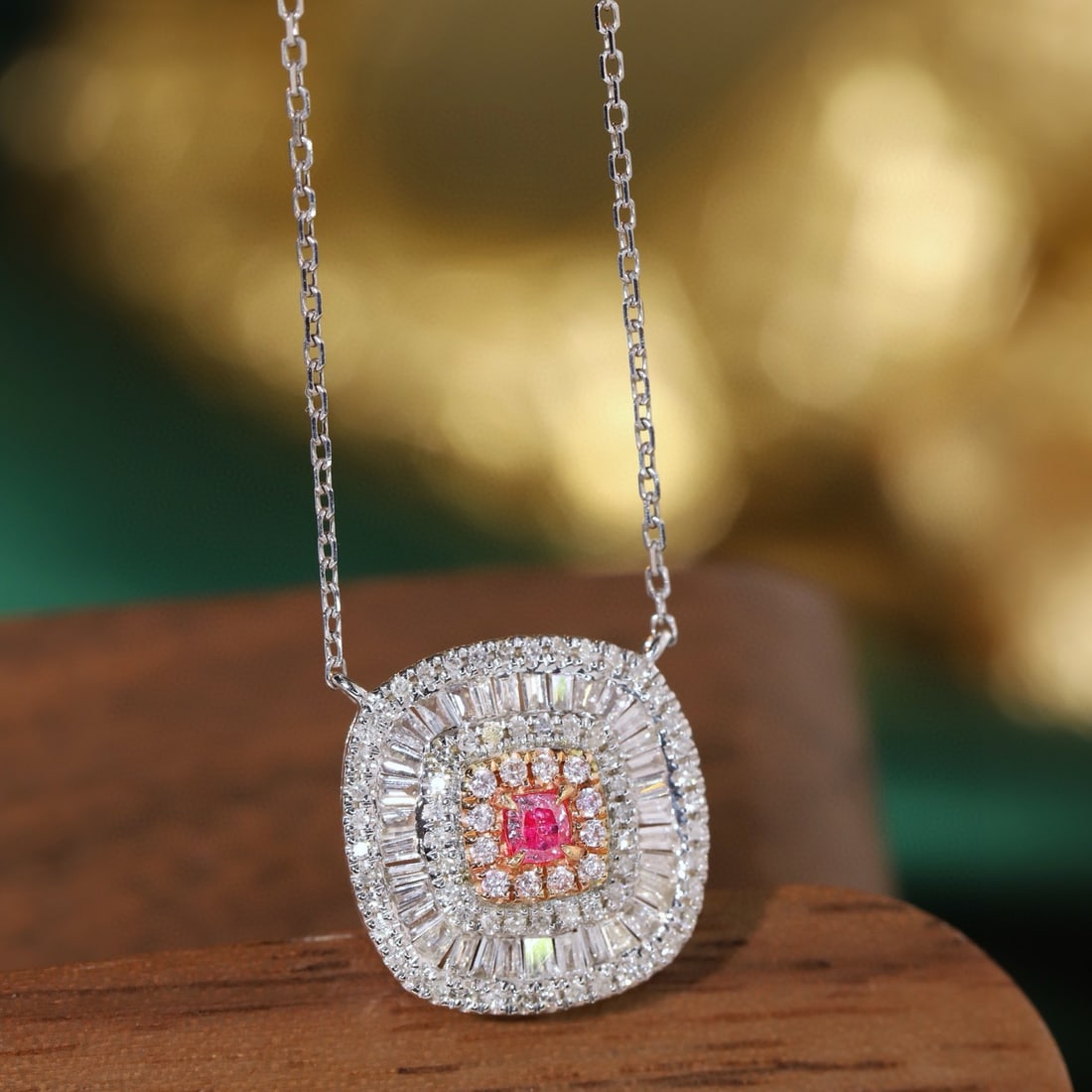 14k Gold 0.60 Ctw Natural Pink Diamond & Diamond Necklace - 8