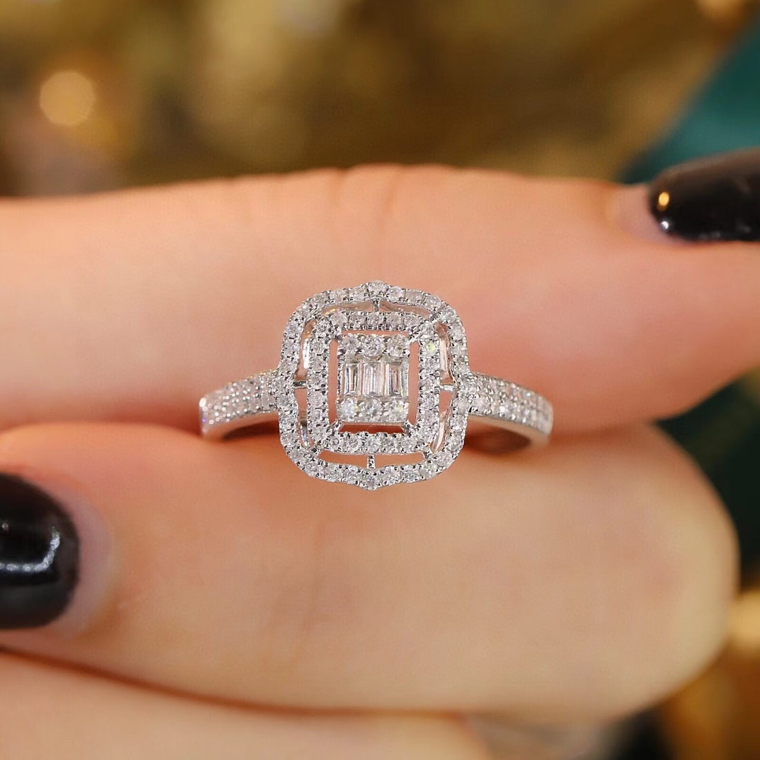 14k Gold 0.4 Ct Natural H Diamond Ring - 4