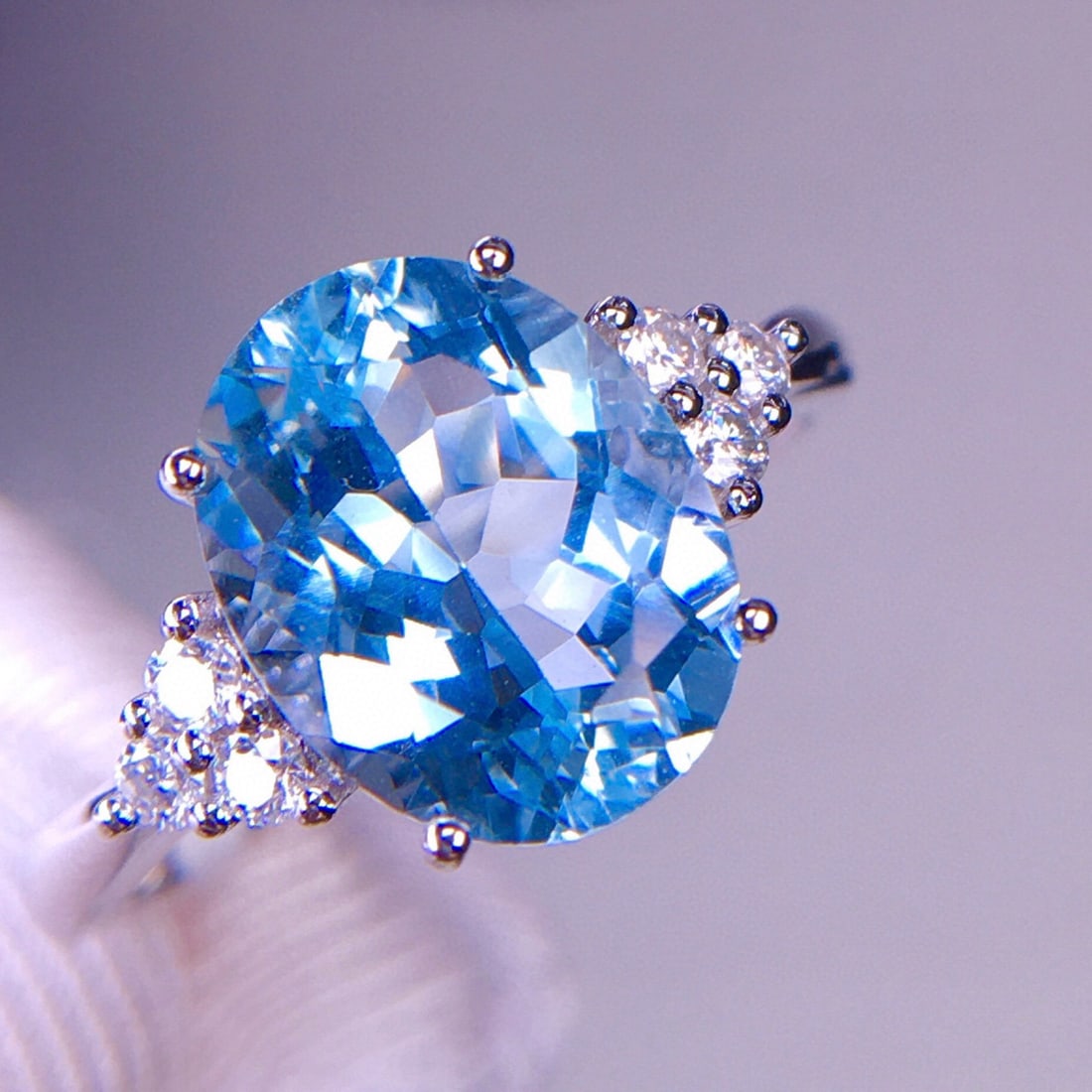 14k Gold 3.25 Ct Natural Aquamarine & Diamond Ring - 5