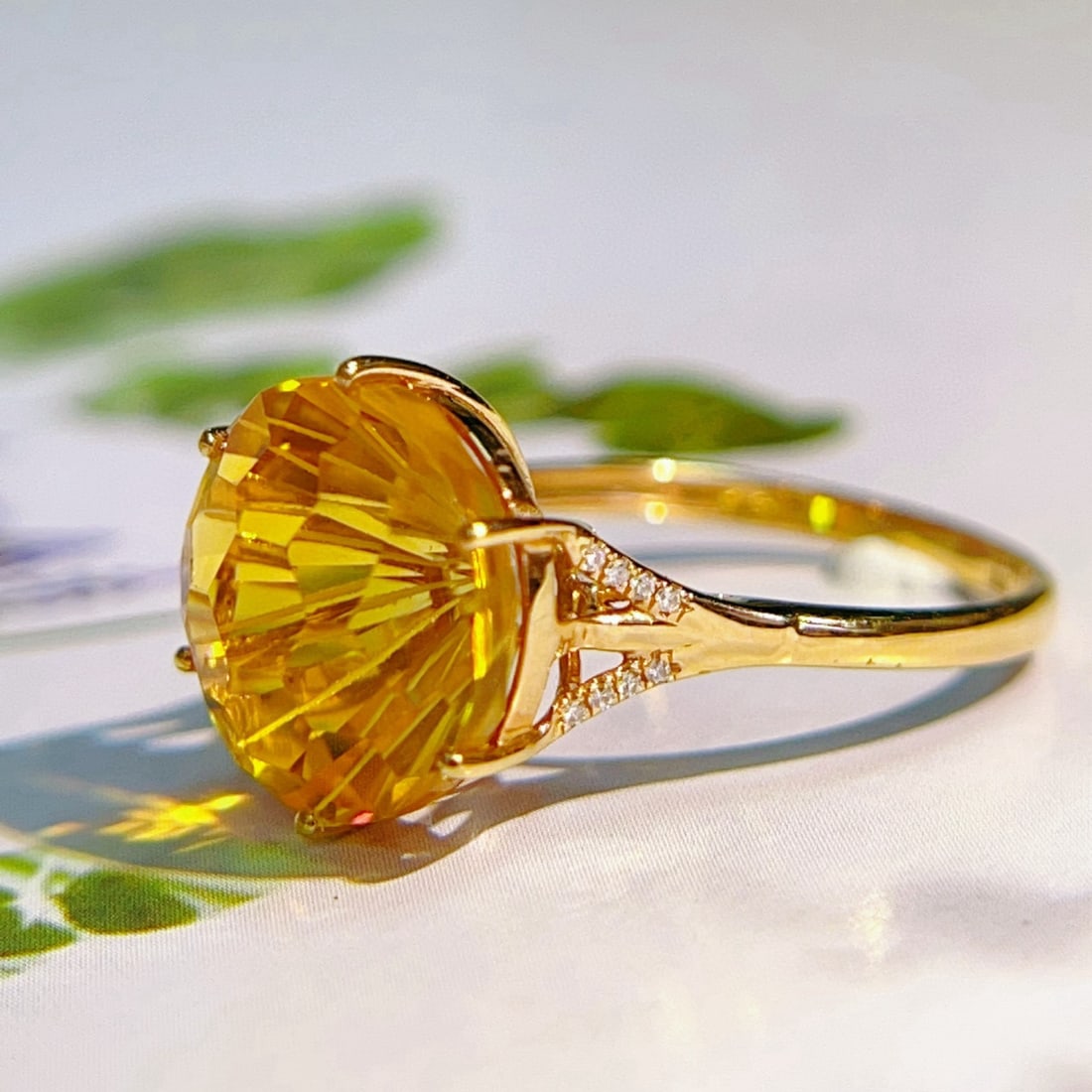 14k Gold 6.85 Ctw Natural Citrine & Diamond Ring - 3