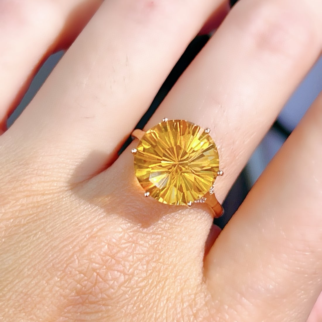 14k Gold 6.85 Ctw Natural Citrine & Diamond Ring - 6