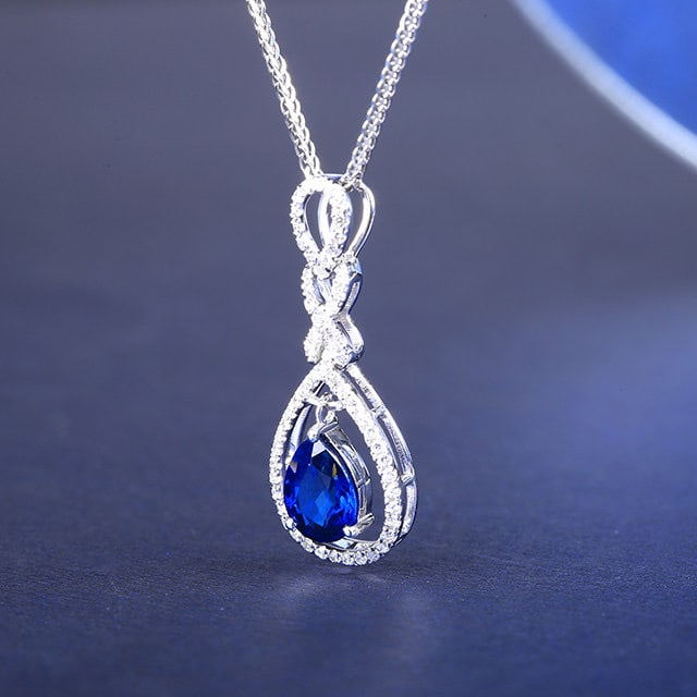 14k Gold 1.07 Ctw Natural Sapphire & Diamond Pendant( Without Chain ) - 2