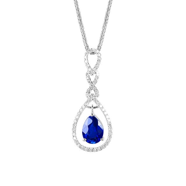 14k Gold 1.07 Ctw Natural Sapphire & Diamond Pendant( Without Chain ) - 5