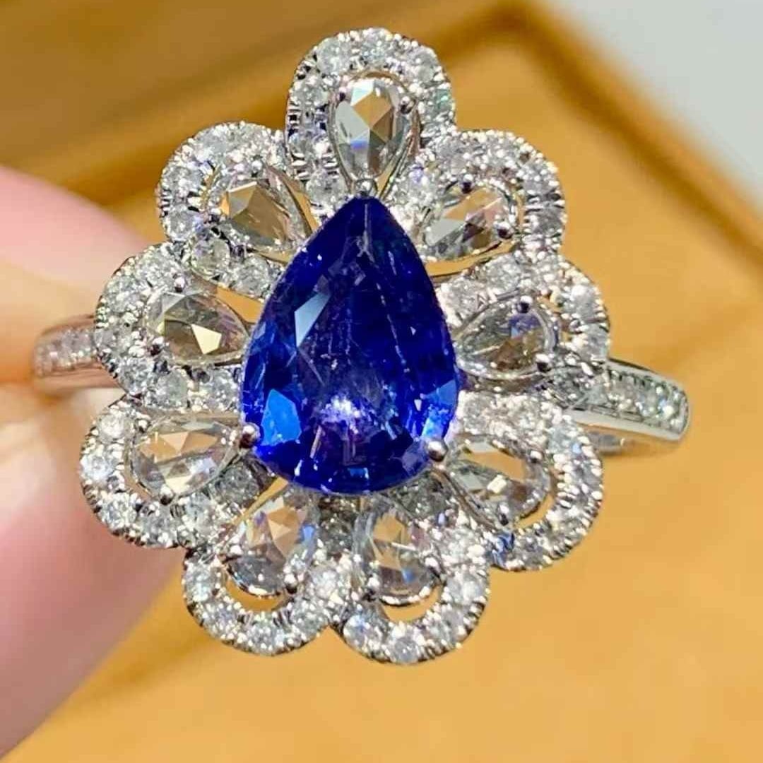 14k Gold 1.1 Ct Natural Sapphire & Diamond Ring - 2