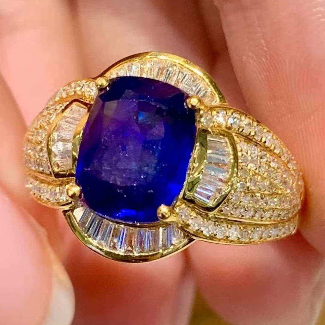 14k Gold 2.7 Ct Natural Sapphire & Diamond Ring - 2