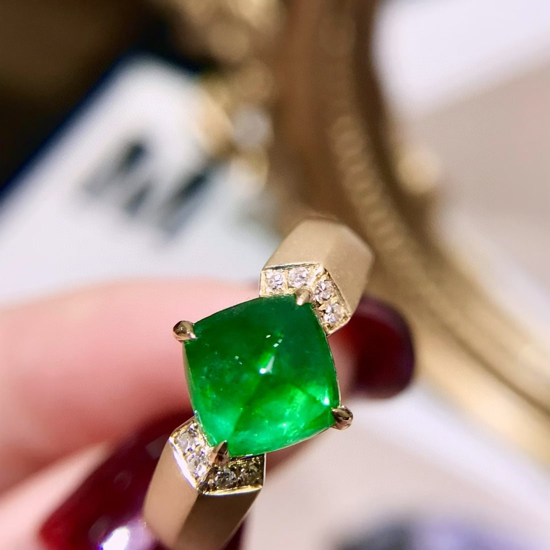 14k Gold 1.7 Ctw Natural Emerald & Diamond Ring - 2