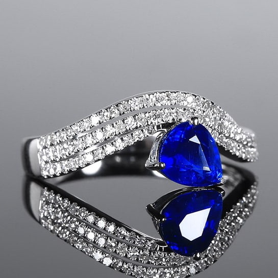 14k Gold 1.20 Ctw Natural Sapphire & Diamond Ring - 3