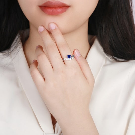 14k Gold 1.20 Ctw Natural Sapphire & Diamond Ring - 5