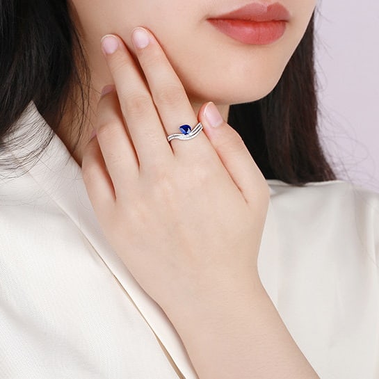 14k Gold 1.20 Ctw Natural Sapphire & Diamond Ring - 6