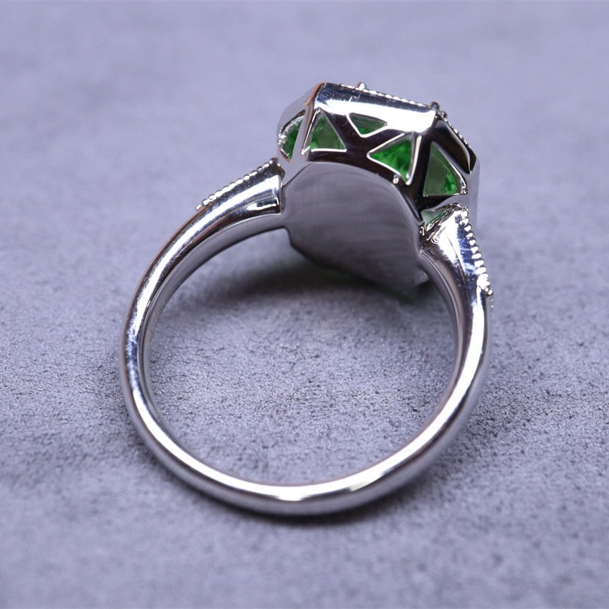 14k Gold 2.40 Ctw Natural Tsavorite & Diamond Ring - 5