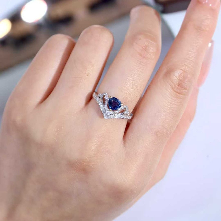 14k Gold 1.01 Ctw Natural Sapphire & Diamond Ring - 4