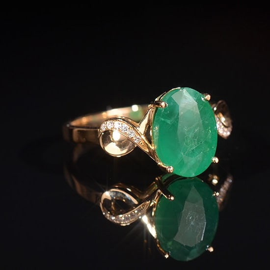 14k Gold 2.59 Ctw Natural Emerald & Diamond Ring - 2