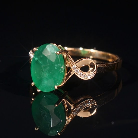 14k Gold 2.59 Ctw Natural Emerald & Diamond Ring - 3