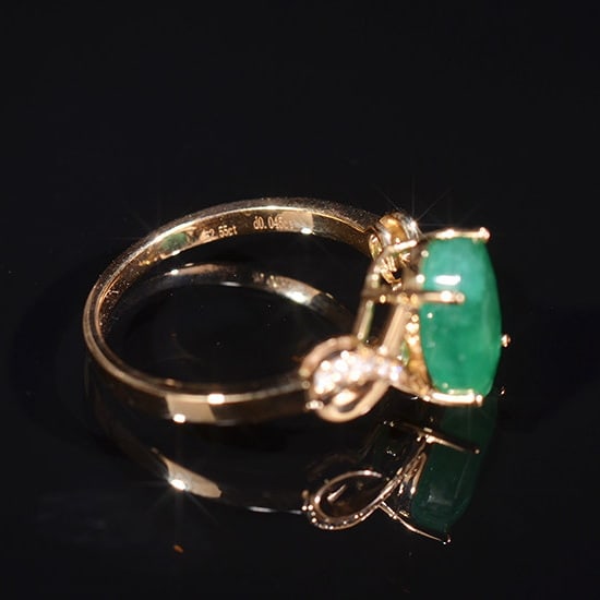14k Gold 2.59 Ctw Natural Emerald & Diamond Ring - 5