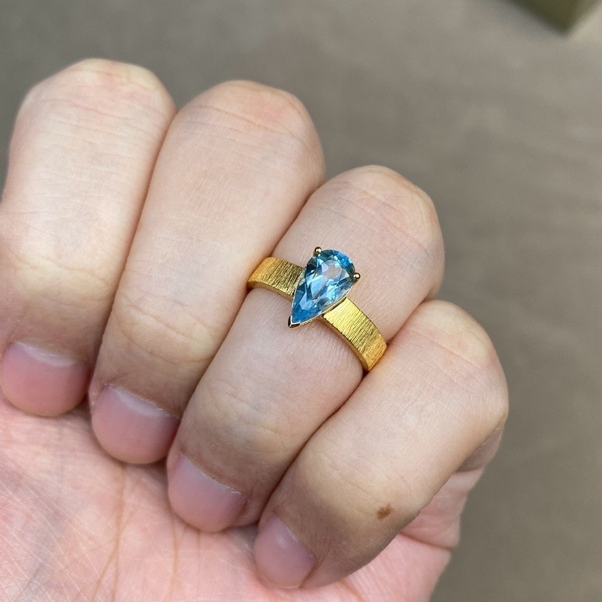 14k Gold 1.25 Ct Natural Aquamarine Ring - 8