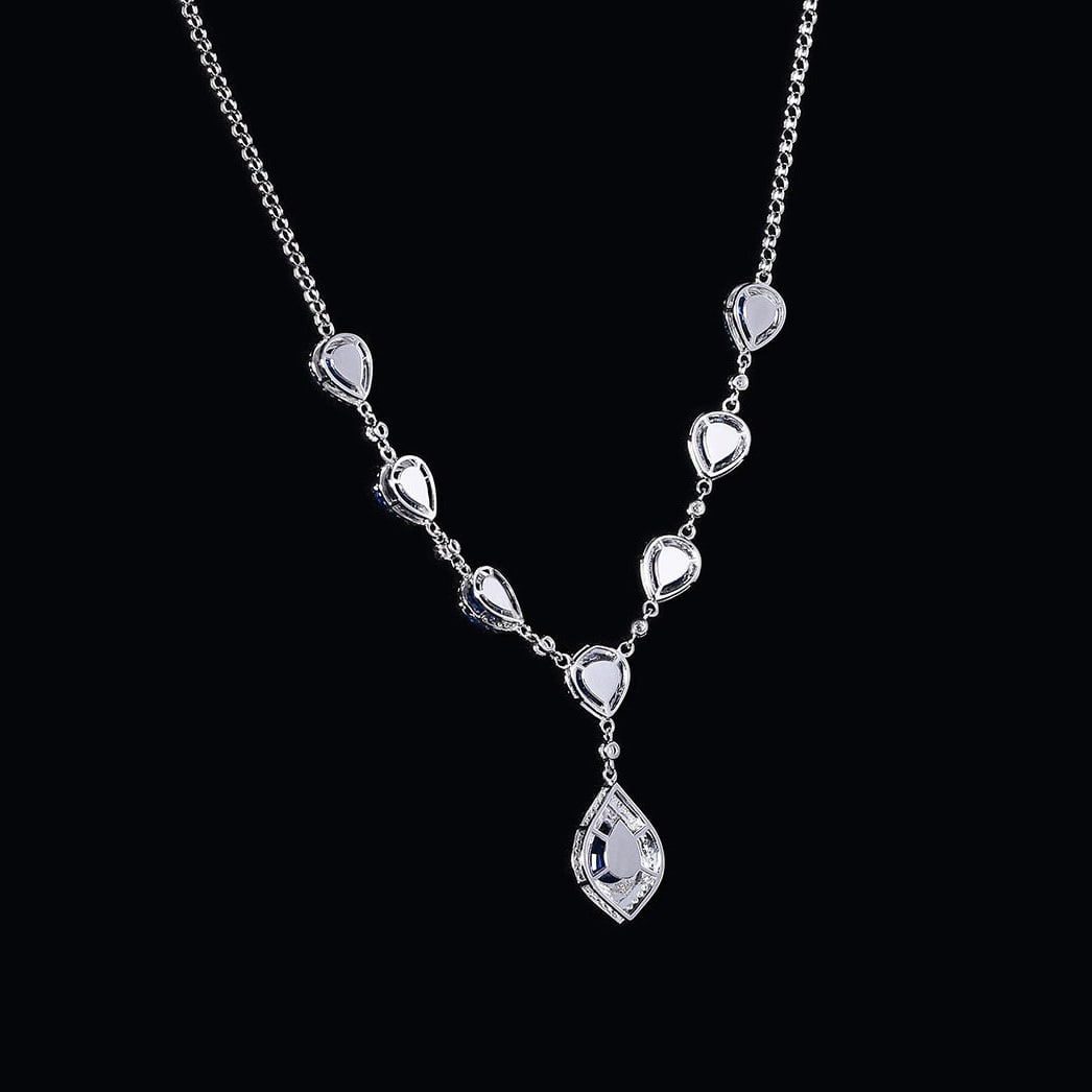 14k Gold 7.15 Ctw Natural Sapphire & Diamond Necklace - 3
