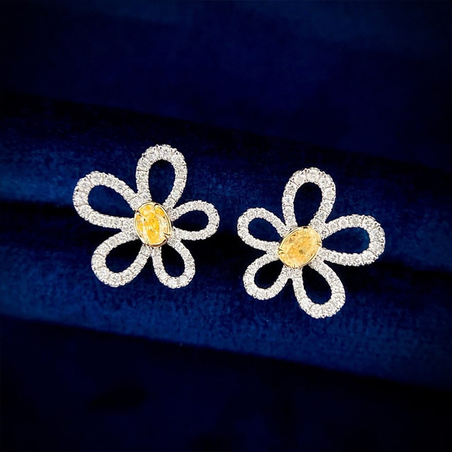 14k Gold 0.50 Ct Natural Color Diamond Earrings: Ref:231118029 // gold content:14k gold // main gemstone:diamond // shape:multiple // carat weight:0. 50ct // clarity grade:vs-si // color:color // treatment:natural // Condition: New Low Estimate: 43