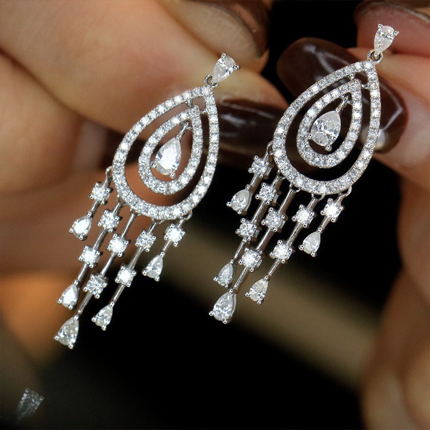 14k Gold 1.6 Ct Natural H Diamond Earrings - 7