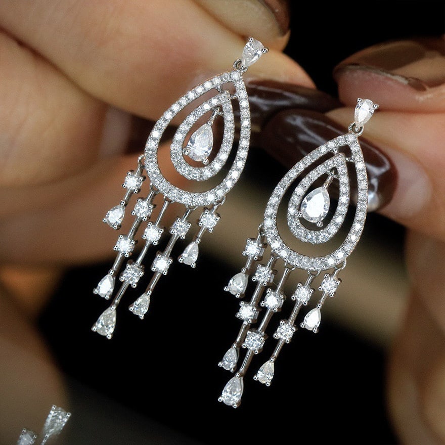 14k Gold 1.6 Ct Natural H Diamond Earrings - 8