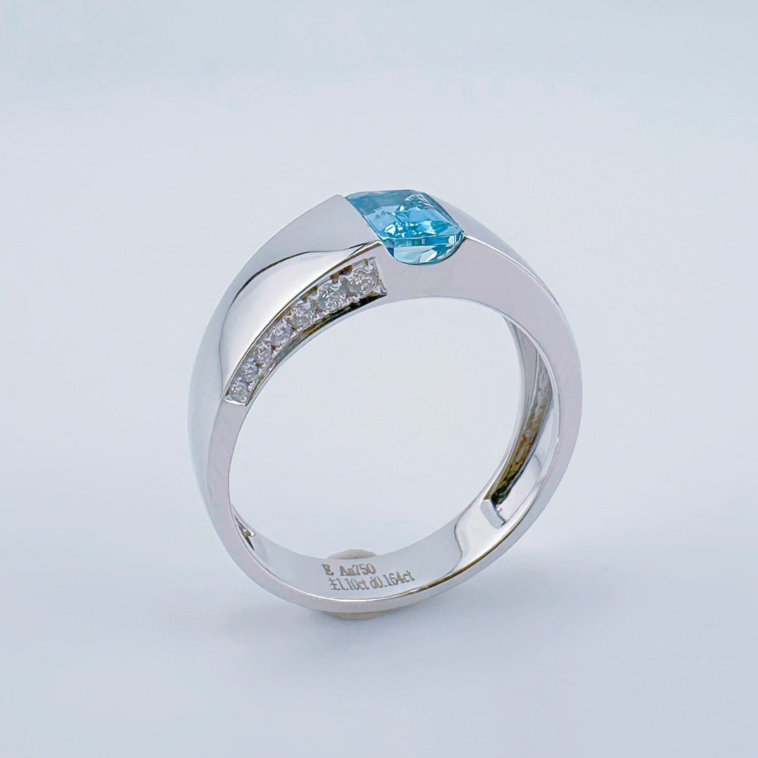 14k Gold 1.26 Ctw Natural Aquamarine & Diamond Ring - 4