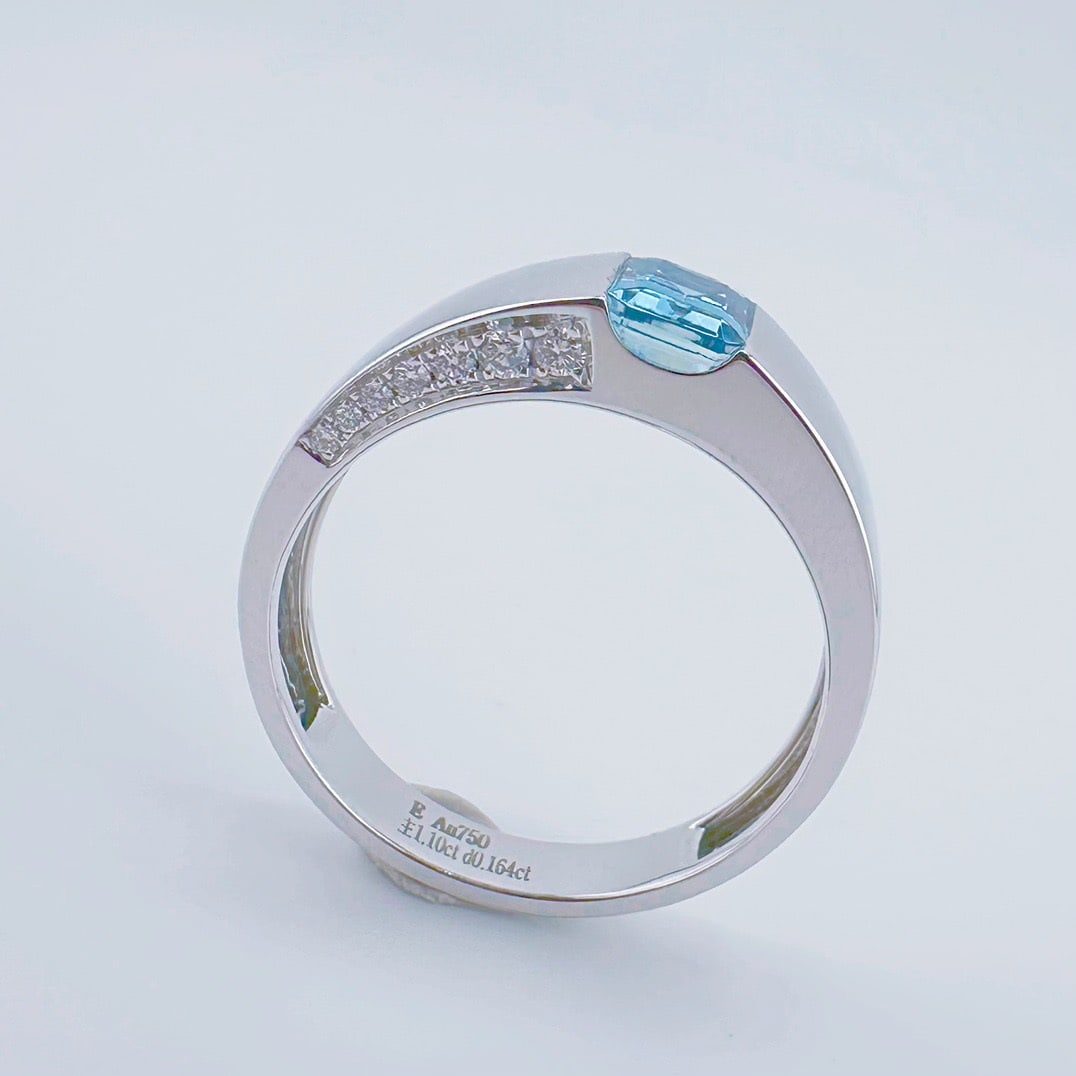 14k Gold 1.26 Ctw Natural Aquamarine & Diamond Ring - 5