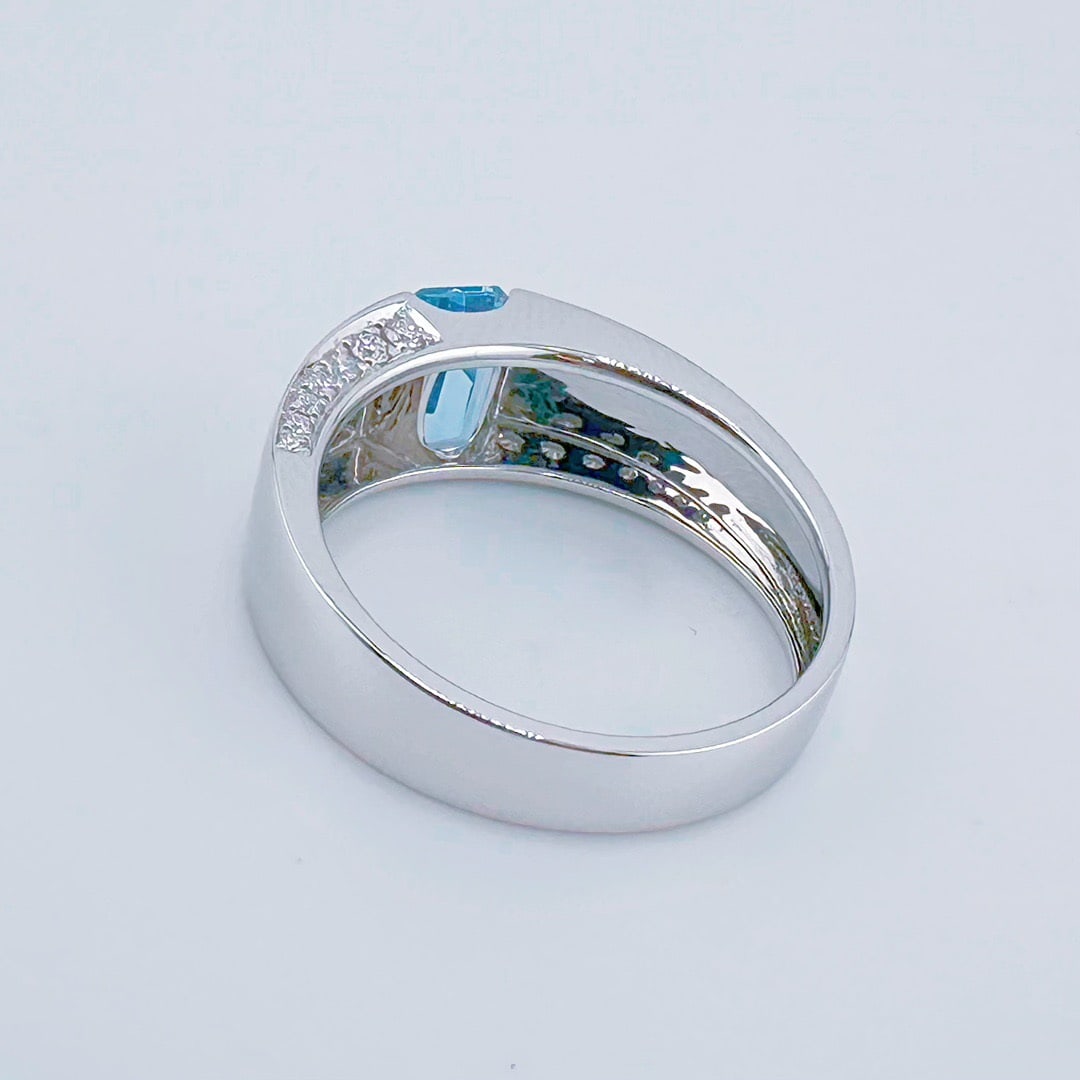 14k Gold 1.26 Ctw Natural Aquamarine & Diamond Ring - 6