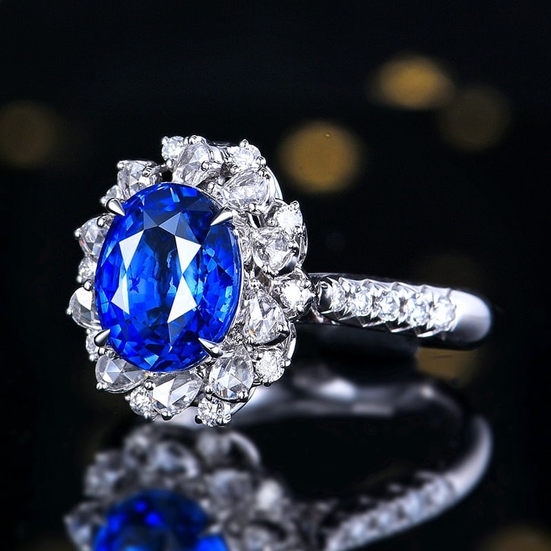 14k Gold 4.32 Ctw Natural Sapphire & Diamond Ring/pendant( Without Chain ) - 2