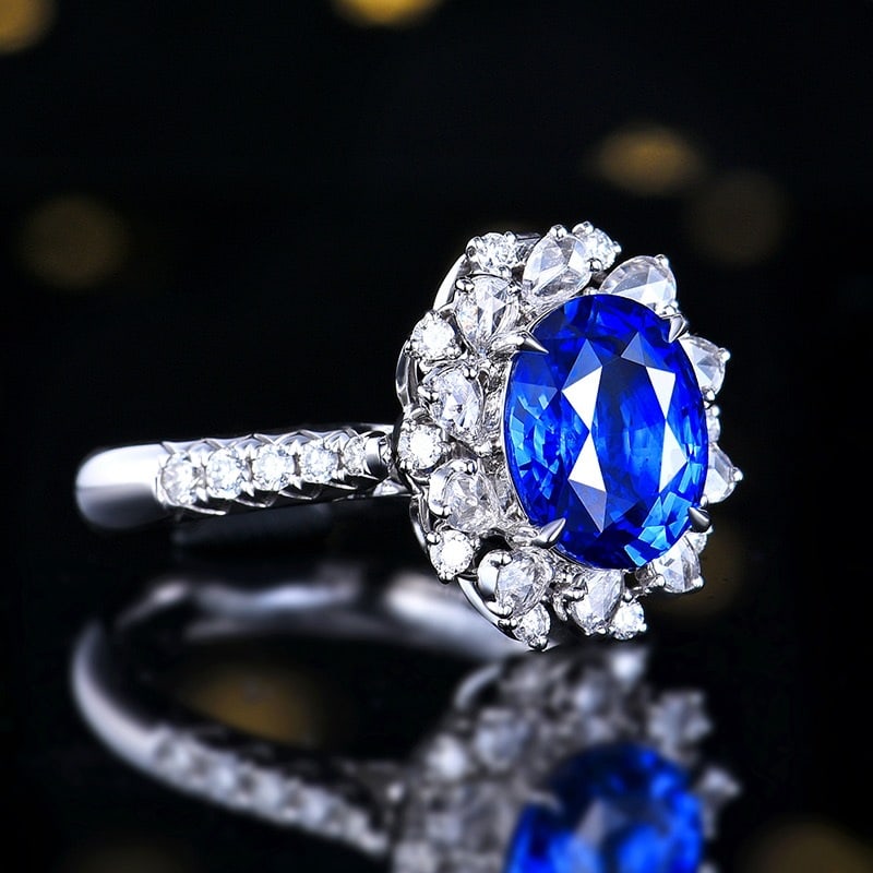 14k Gold 4.32 Ctw Natural Sapphire & Diamond Ring/pendant( Without Chain ) - 3