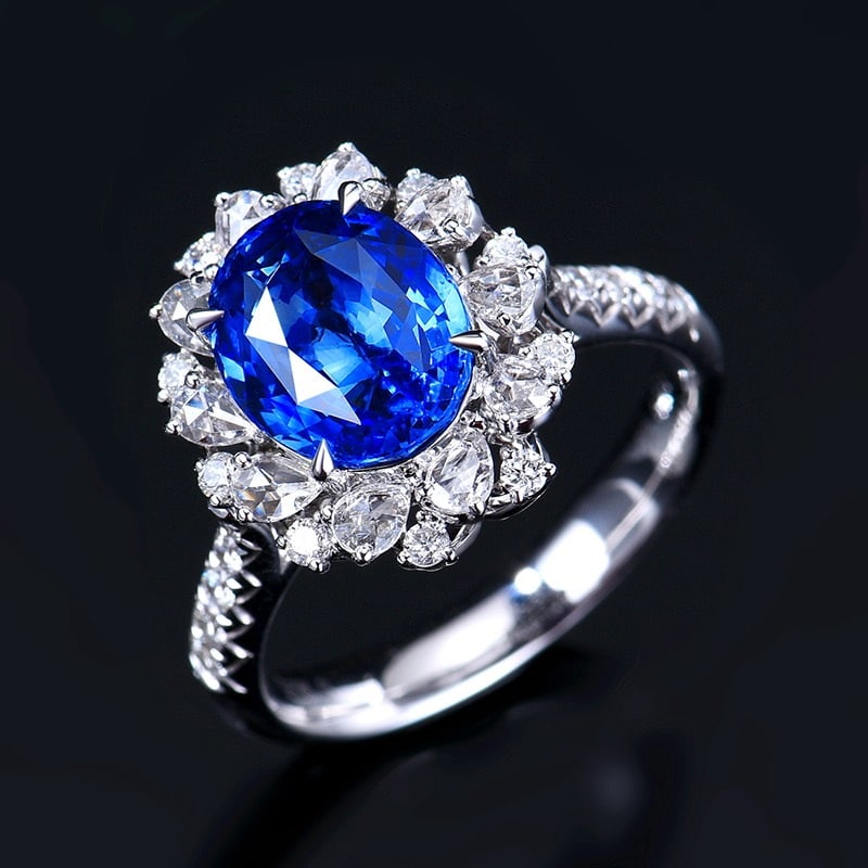 14k Gold 4.32 Ctw Natural Sapphire & Diamond Ring/pendant( Without Chain ) - 4