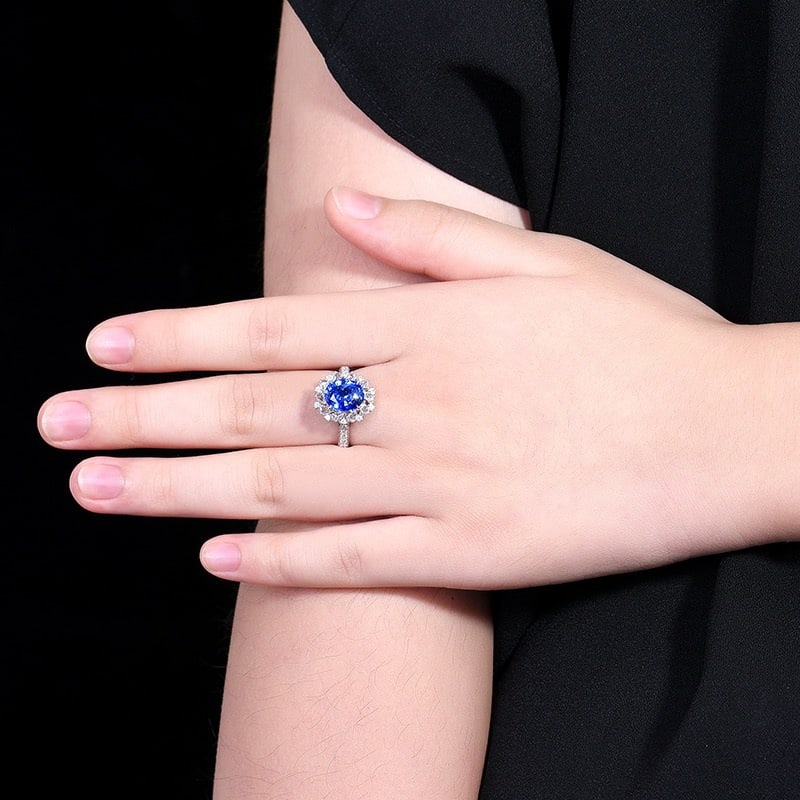 14k Gold 4.32 Ctw Natural Sapphire & Diamond Ring/pendant( Without Chain ) - 9