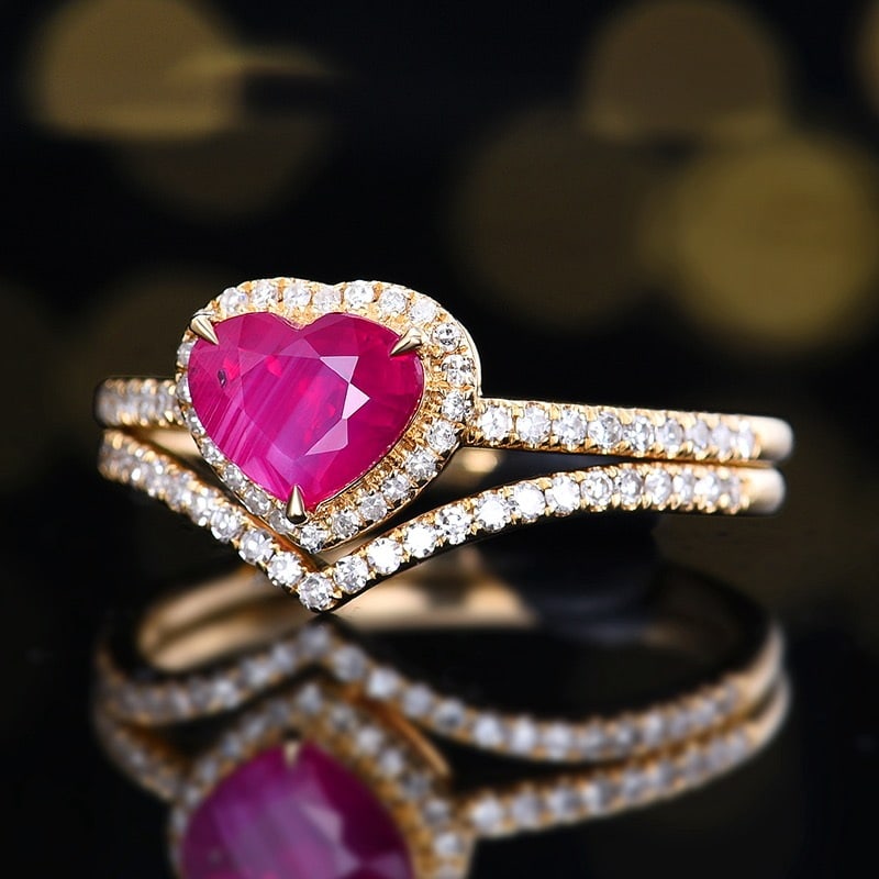 14k Gold 1.15 Ctw Natural Ruby & Diamond Ring - 2