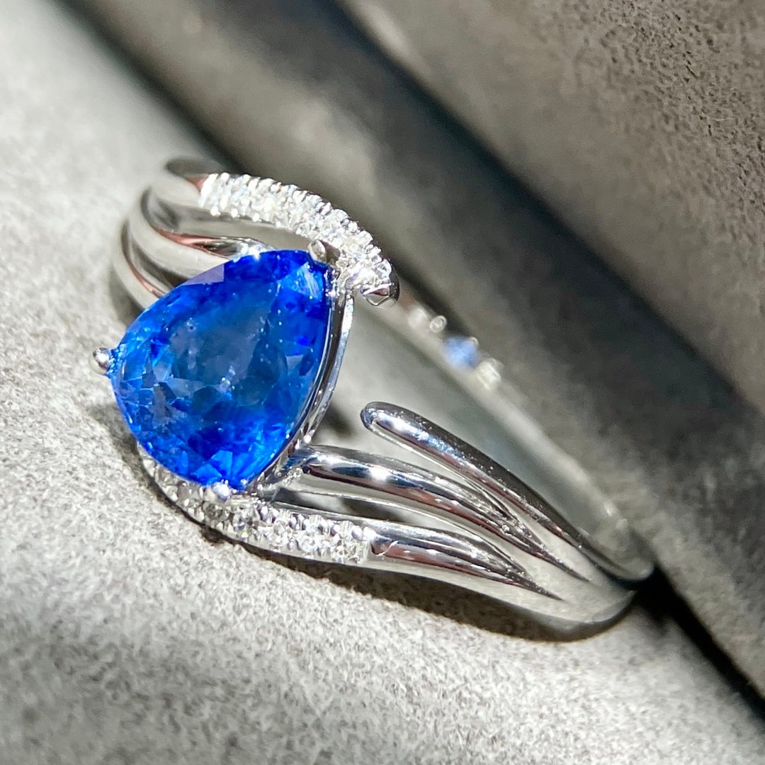 14k Gold 1.42 Ct Natural Sapphire & Diamond Ring - 5