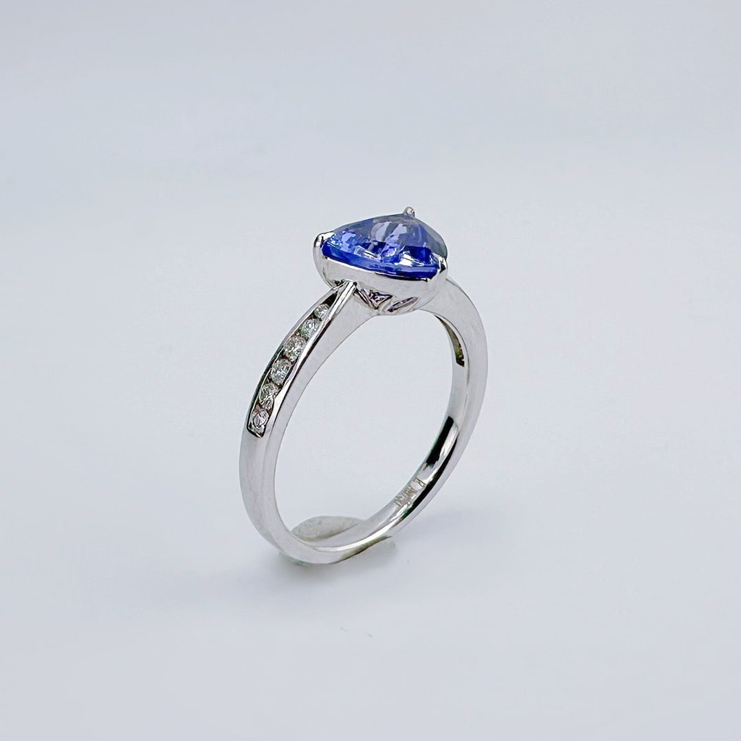 14k Gold 1.40 Ct Natural Tanzanite & Diamond Ring - 2