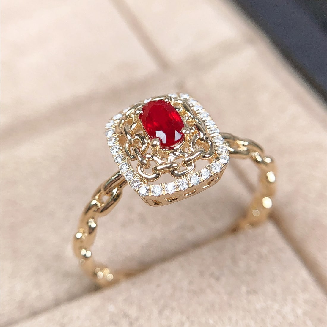 14k Gold 0.40 Ctw Natural Ruby & Diamond Ring - 5